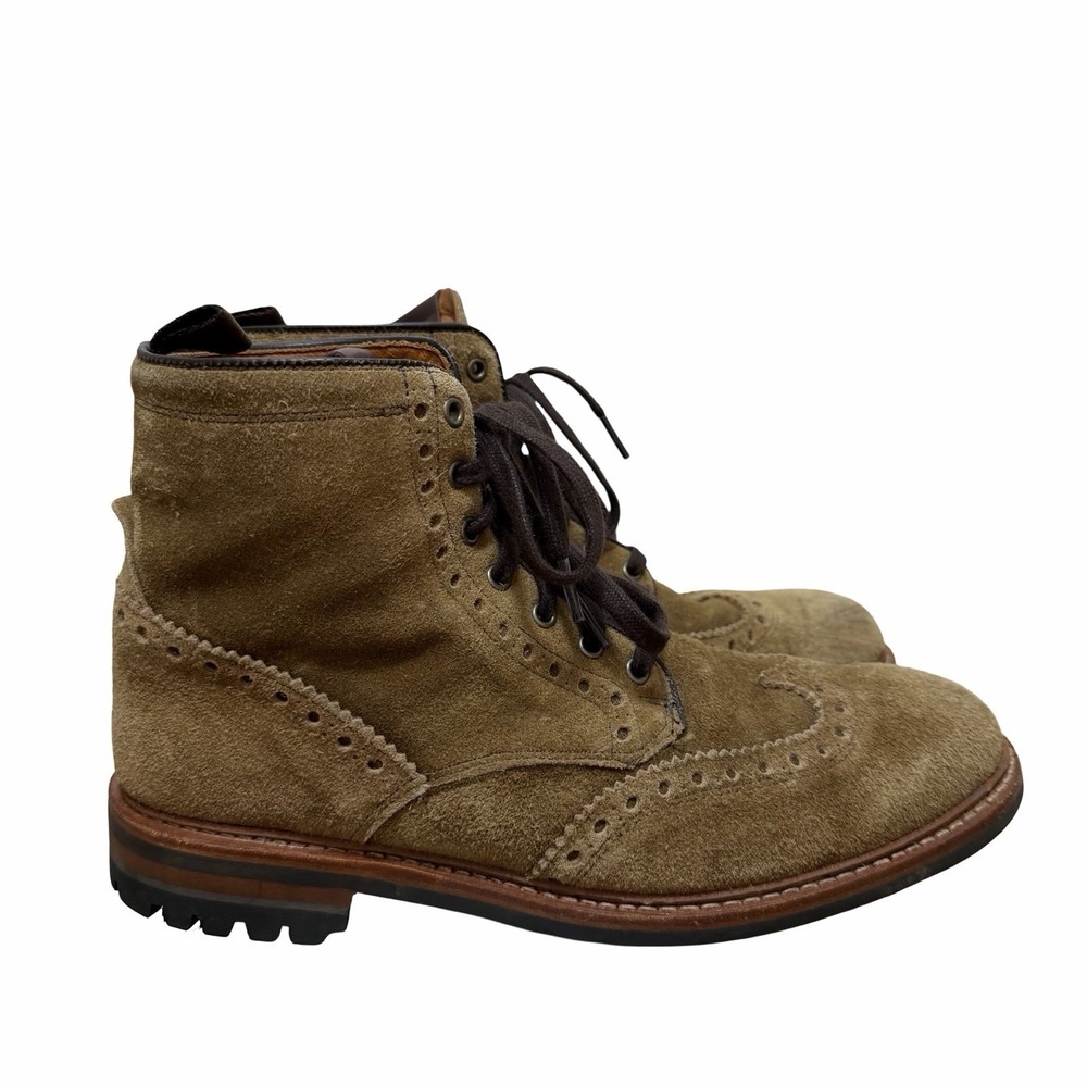 Allen‎ Edmonds Suede Astor Wingtip Brogue Lace Up Boots Mens US 10 Caper Green